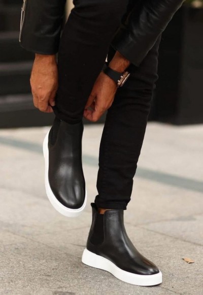 2025 SİYAH DERİ CHELSEA SISLEY EVA TABAN BOT - SİYAH MAT DERİ BOT