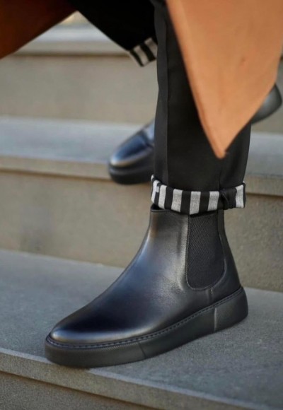 2025 SİYAH DERİ CHELSEA SISLEY EVA TABAN BOT - SİYAH MAT DERİ BOT