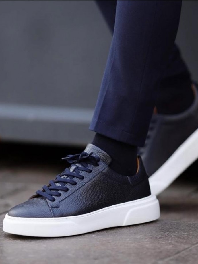 YENİ SEZON CASUAL SR MODEL - LACİVERT PÜTÜR DERİ