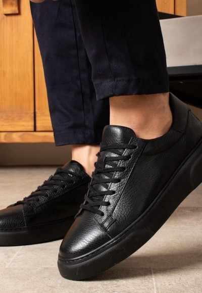 YENİ SEZON CASUAL SR MODEL - SİYAH PÜTÜR DERİ