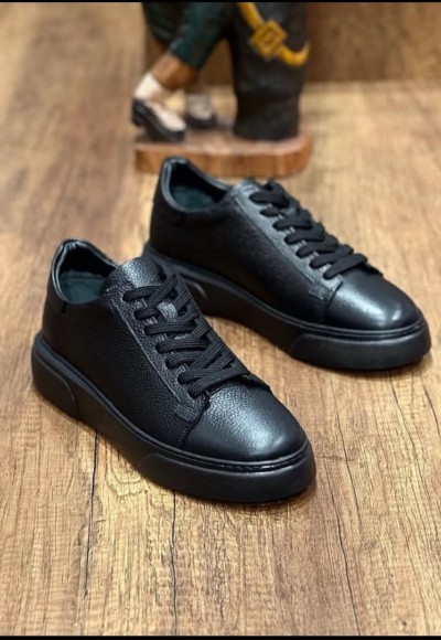 YENİ SEZON CASUAL SR MODEL - SİYAH PÜTÜR DERİ