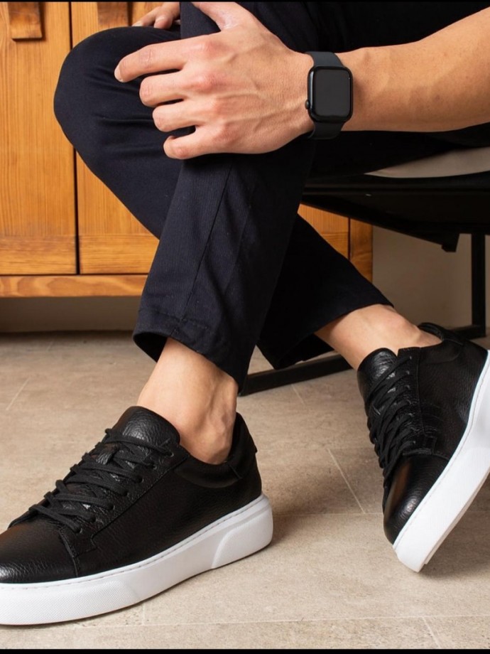 YENİ SEZON CASUAL SR MODEL - SİYAH PÜTÜR DERİ