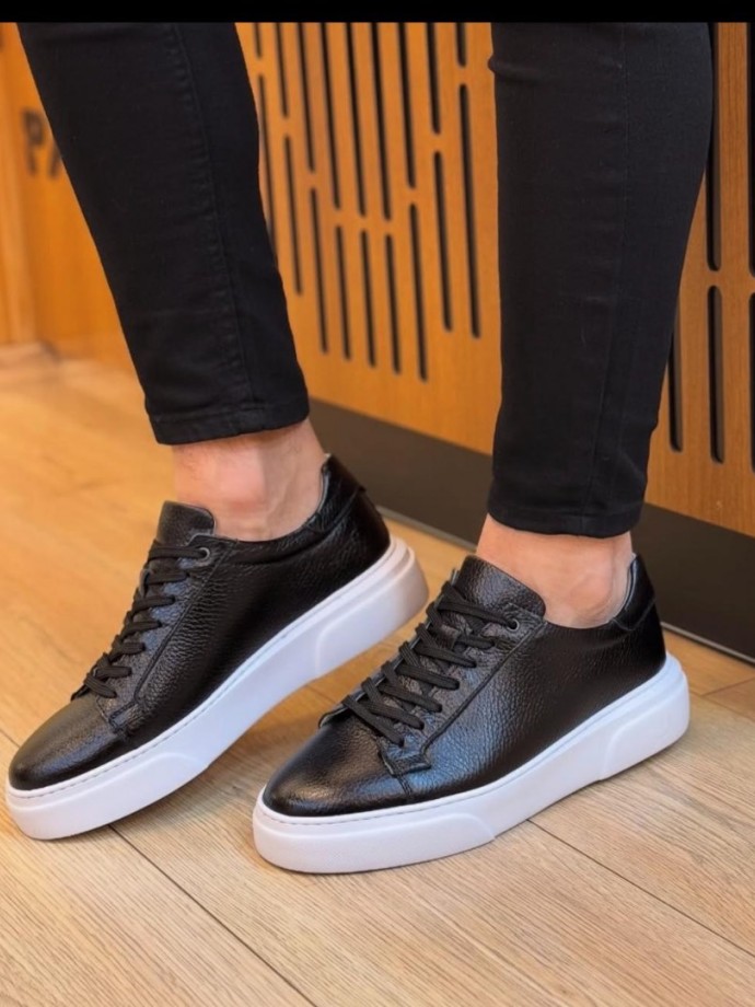 YENİ SEZON CASUAL SR MODEL - SİYAH PÜTÜR DERİ