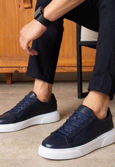 YENİ SEZON CASUAL SR MODEL - LACİVERT PÜTÜR DERİ