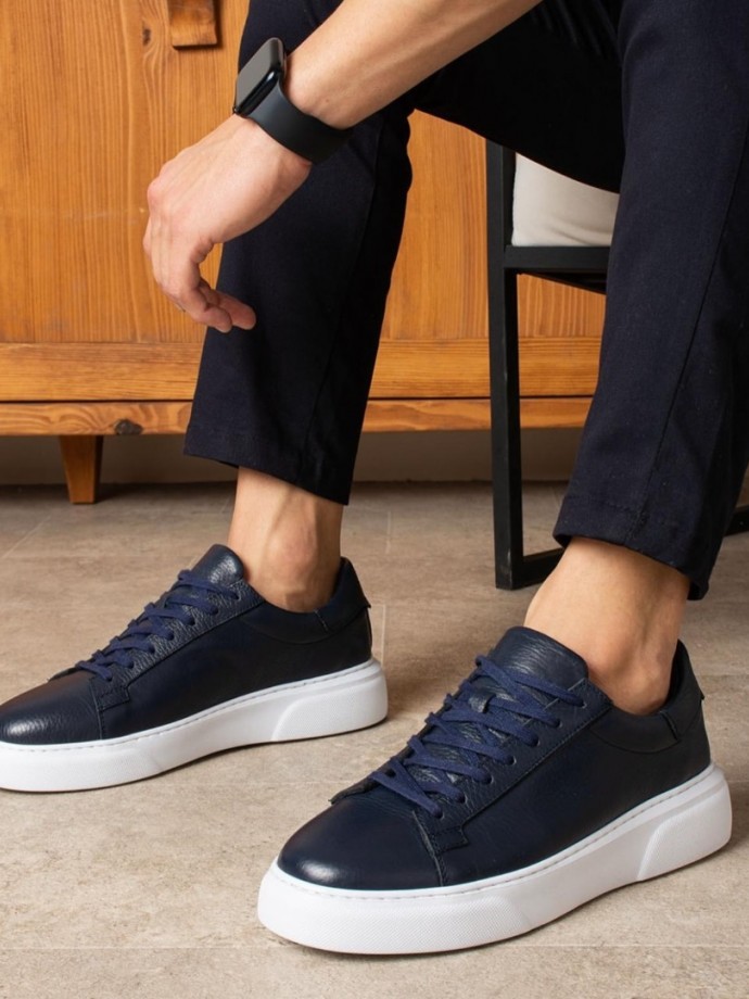 YENİ SEZON CASUAL SR MODEL - LACİVERT PÜTÜR DERİ