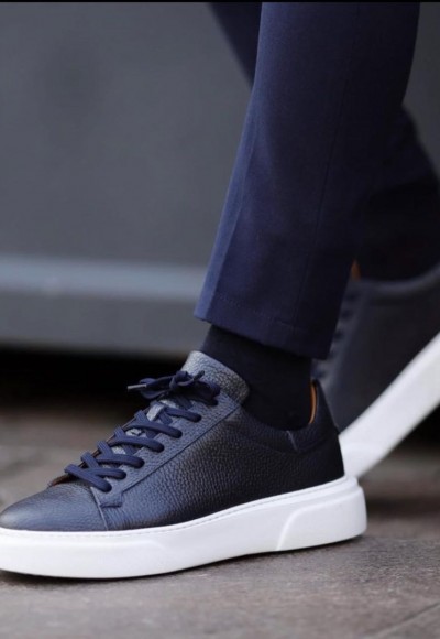 YENİ SEZON CASUAL SR MODEL - LACİVERT PÜTÜR DERİ