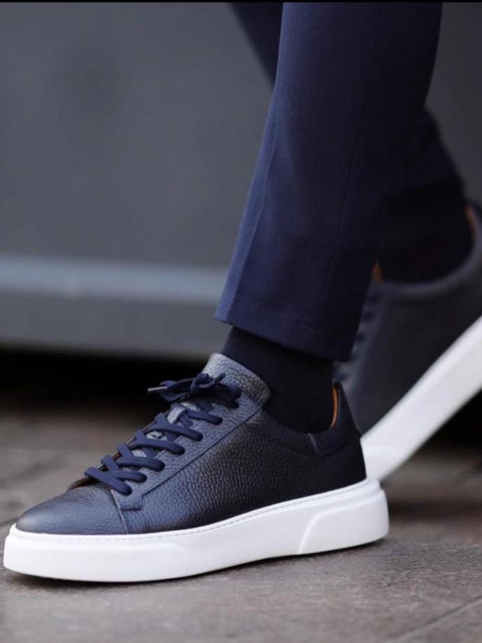 YENİ SEZON CASUAL SR MODEL - LACİVERT PÜTÜR DERİ