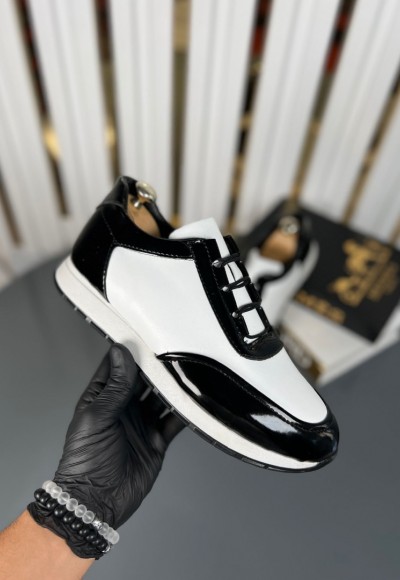 YENİ SEZON CRISTIAN PREMIUM CASUAL MODEL - SİYAH RUGAN & BEYAZ DERİ