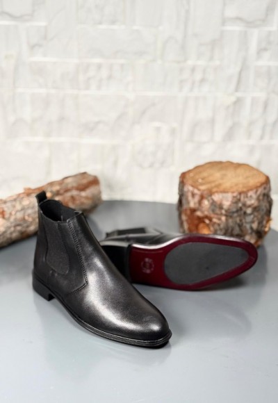 2025 KLASİK İTALYAN BANDAJLI SİYAH  DERİ BOT - SİYAH MAT DERİ BOT