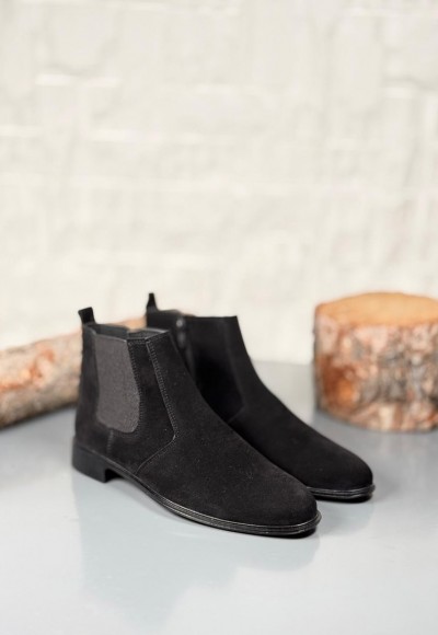 2025 KLASİK İTALYAN BANDAJLI SİYAH SÜET DERİ BOT - SİYAH SÜET BOT