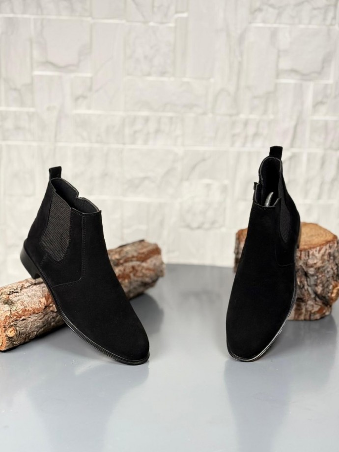 2025 KLASİK İTALYAN BANDAJLI SİYAH SÜET DERİ BOT - SİYAH SÜET BOT