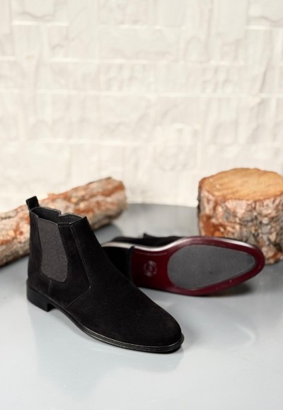 2025 KLASİK İTALYAN BANDAJLI SİYAH SÜET DERİ BOT - SİYAH SÜET BOT