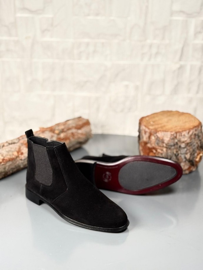 2025 KLASİK İTALYAN BANDAJLI SİYAH SÜET DERİ BOT - SİYAH SÜET BOT