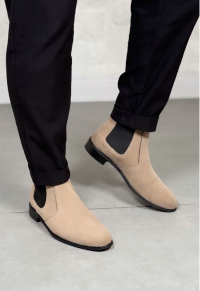 2025 KLASİK İTALYAN BANDAJLI SİYAH SÜET DERİ BOT - KUM BEJİ SÜET