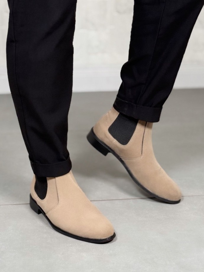 2025 KLASİK İTALYAN BANDAJLI SİYAH SÜET DERİ BOT - KUM BEJİ SÜET