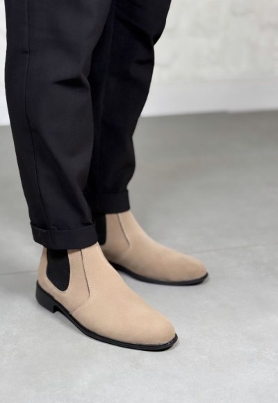 2025 KLASİK İTALYAN BANDAJLI SİYAH SÜET DERİ BOT - KUM BEJİ SÜET