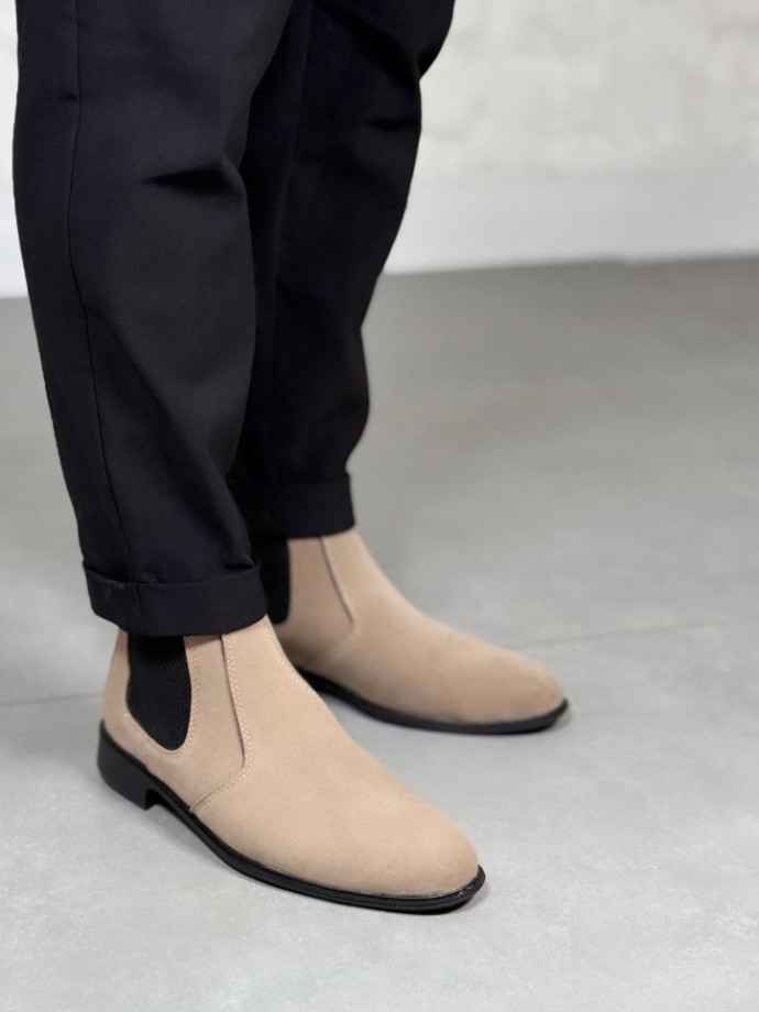 2025 KLASİK İTALYAN BANDAJLI SİYAH SÜET DERİ BOT - KUM BEJİ SÜET