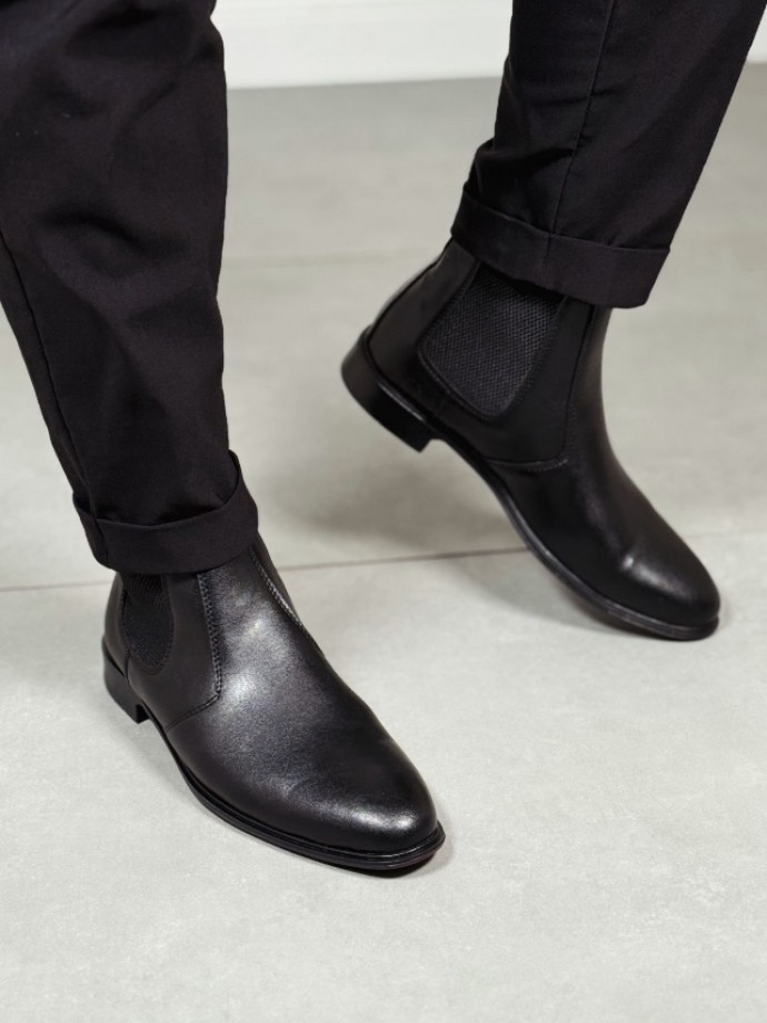 2025 KLASİK İTALYAN BANDAJLI SİYAH MAT DERİ BOT - SİYAH MAT DERİ