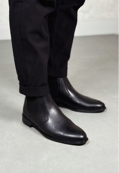 2025 KLASİK İTALYAN BANDAJLI SİYAH MAT DERİ BOT - SİYAH MAT DERİ