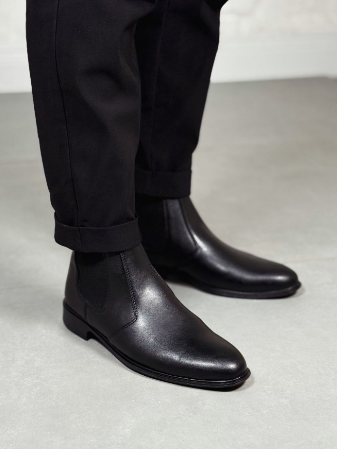 2025 KLASİK İTALYAN BANDAJLI SİYAH MAT DERİ BOT - SİYAH MAT DERİ