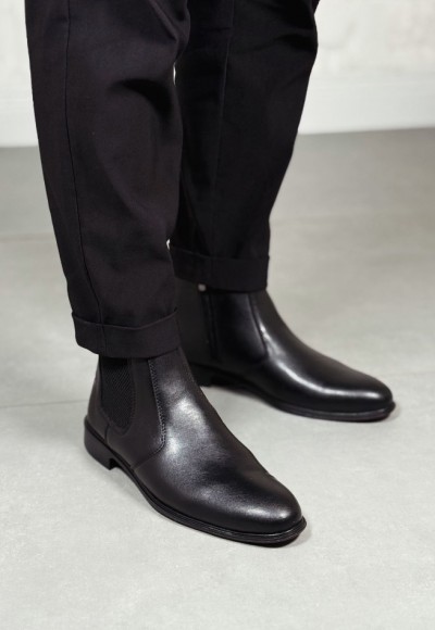 2025 KLASİK İTALYAN BANDAJLI SİYAH MAT DERİ BOT - SİYAH MAT DERİ