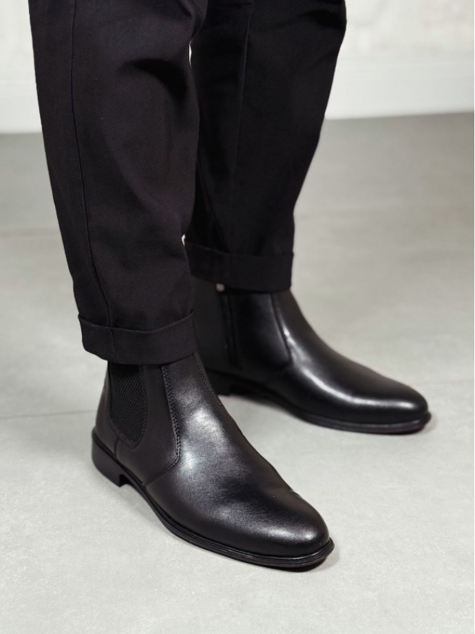 2025 KLASİK İTALYAN BANDAJLI SİYAH MAT DERİ BOT - SİYAH MAT DERİ