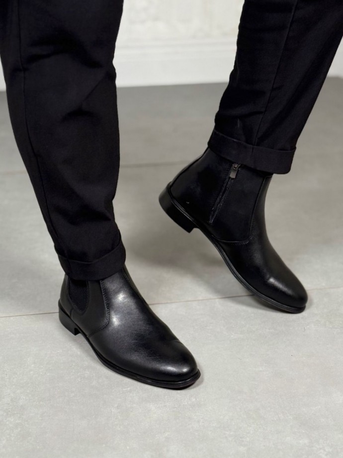 2025 KLASİK İTALYAN BANDAJLI SİYAH MAT DERİ BOT - SİYAH MAT DERİ