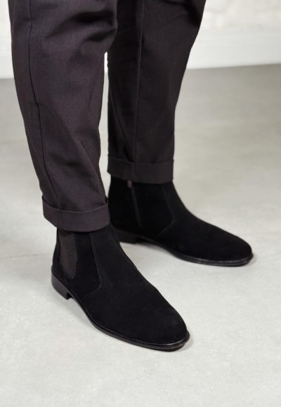 2025 KLASİK İTALYAN BANDAJLI SİYAH SÜET BOT - SİYAH SÜET DERİ