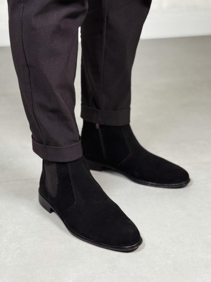 2025 KLASİK İTALYAN BANDAJLI SİYAH SÜET BOT - SİYAH SÜET DERİ