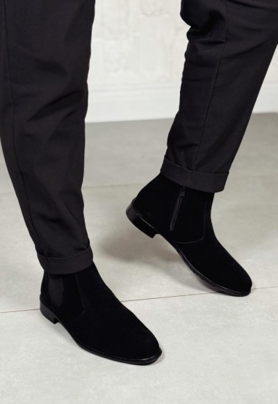 2025 KLASİK İTALYAN BANDAJLI SİYAH SÜET BOT - SİYAH SÜET DERİ