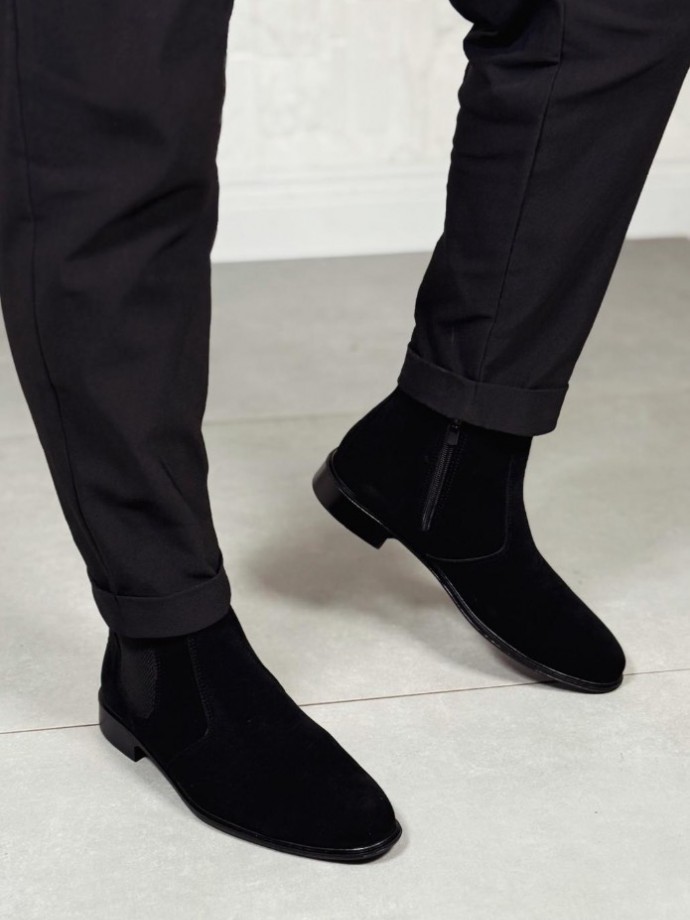 2025 KLASİK İTALYAN BANDAJLI SİYAH SÜET BOT - SİYAH SÜET DERİ