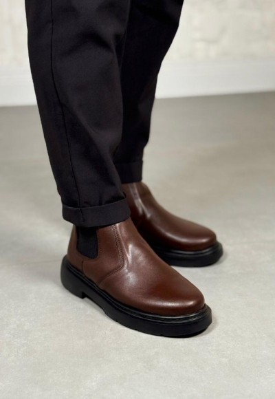 2025 SİYAH BEYAZ DERİ ZRA EVA TABAN BOT - KAHVE DERİ DERİ