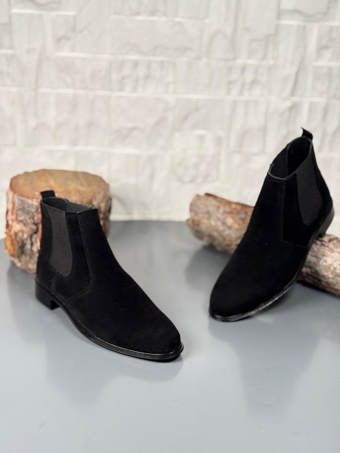 2025 KLASİK İTALYAN BANDAJLI SİYAH SÜET BOT - SİYAH SÜET