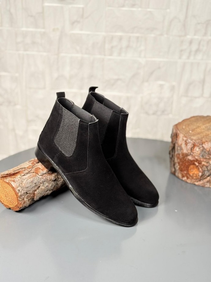 2025 KLASİK İTALYAN BANDAJLI SİYAH SÜET BOT - SİYAH SÜET