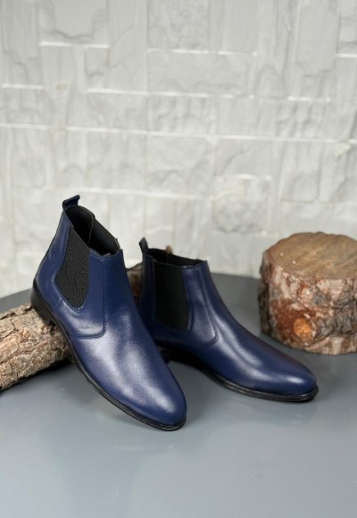 2025 KLASİK İTALYAN BANDAJLI LACİVERT DERİ BOT - LACİVERT DERİ BOT