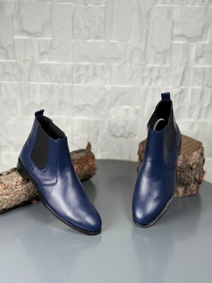 2025 KLASİK İTALYAN BANDAJLI LACİVERT DERİ BOT - LACİVERT DERİ BOT