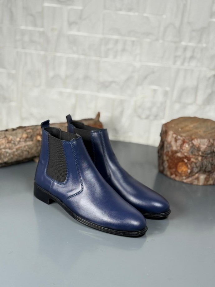 2025 KLASİK İTALYAN BANDAJLI LACİVERT DERİ BOT - LACİVERT DERİ BOT
