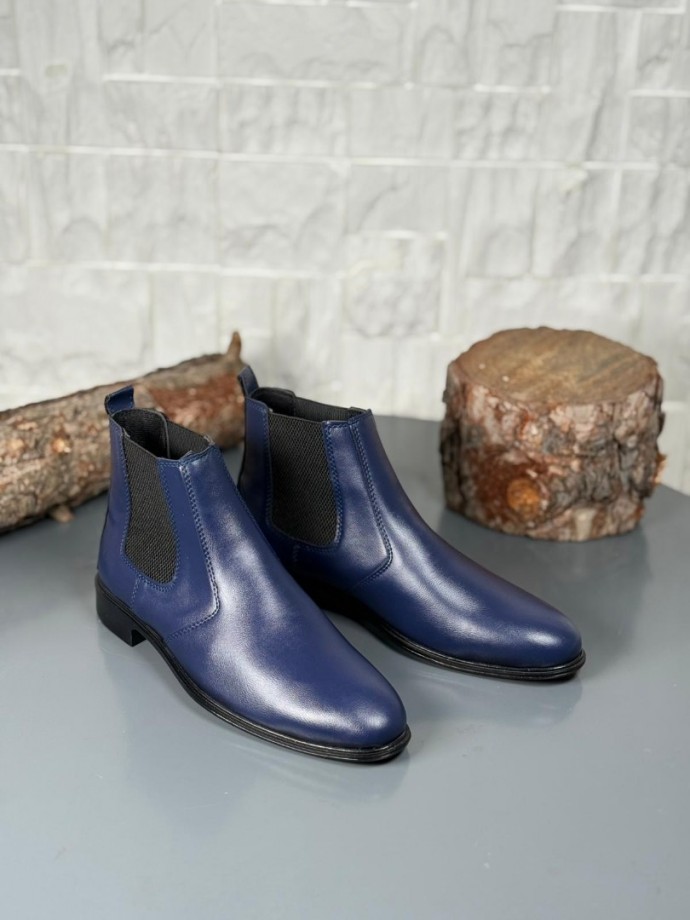 2025 KLASİK İTALYAN BANDAJLI LACİVERT DERİ BOT - LACİVERT DERİ BOT