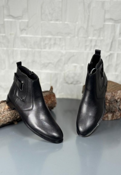 2025 KLASİK İTALYAN CIRTLI SİYAH MAT DERİ BOT - SİYAH DERİ BOT