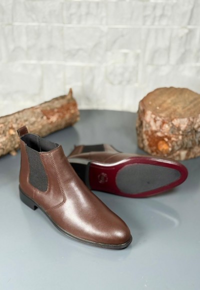  2025 KAHVE DERİ ZRA KLASİK NEOLİT TABAN BOT - KAHVE  DERİ