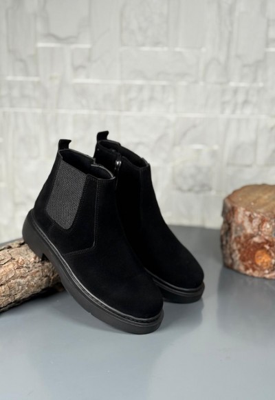  2025 SİYAH SÜET FERMUARLI EVA TABAN BOT - SİYAH SÜET BOT