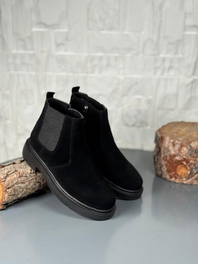  2025 SİYAH SÜET FERMUARLI EVA TABAN BOT - SİYAH SÜET BOT