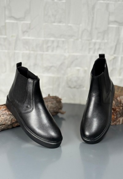  2025 SİYAH DERİ CHELSEA SİSLEY EVA TABAN BOT  - SİYAH DERİ BOT