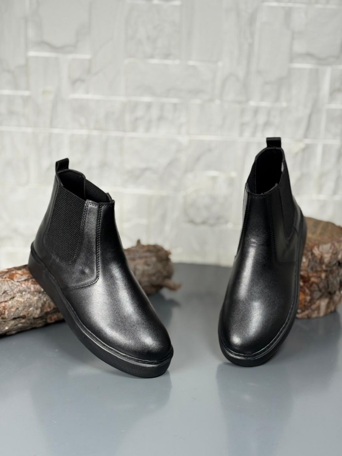  2025 SİYAH DERİ CHELSEA SİSLEY EVA TABAN BOT  - SİYAH DERİ BOT