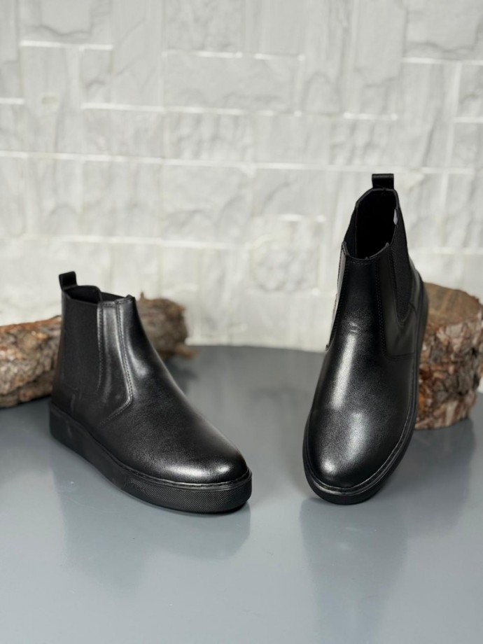  2025 SİYAH DERİ CHELSEA SİSLEY EVA TABAN BOT  - SİYAH DERİ BOT