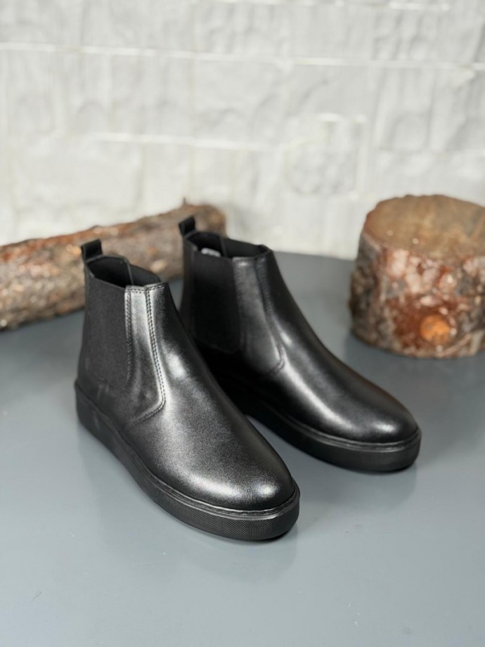  2025 SİYAH DERİ CHELSEA SİSLEY EVA TABAN BOT  - SİYAH DERİ BOT
