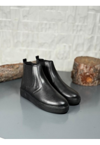  2025 SİYAH DERİ CHELSEA SİSLEY EVA TABAN BOT  - SİYAH DERİ BOT