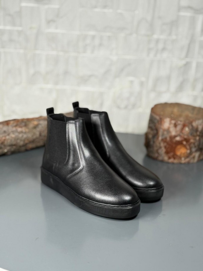  2025 SİYAH DERİ CHELSEA SİSLEY EVA TABAN BOT  - SİYAH DERİ BOT