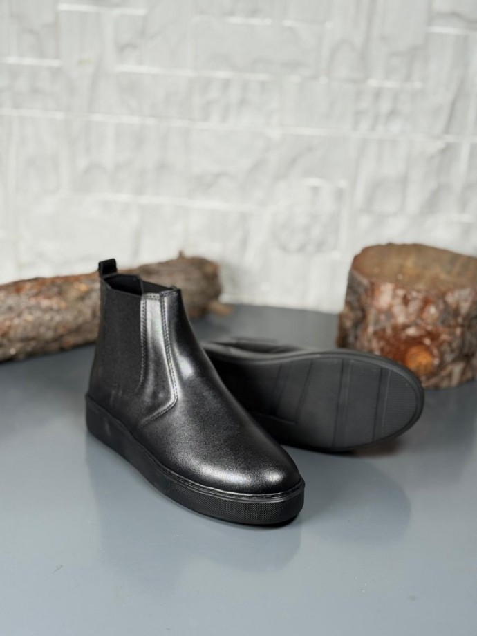 2025 SİYAH DERİ CHELSEA SİSLEY EVA TABAN BOT  - SİYAH DERİ BOT