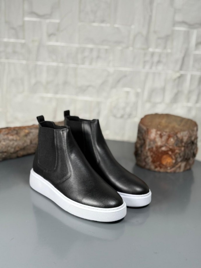  2025 SİYAH DERİ CHELSEA SİSLEY EVA TABAN BOT  - SİYAH DERİ BOT